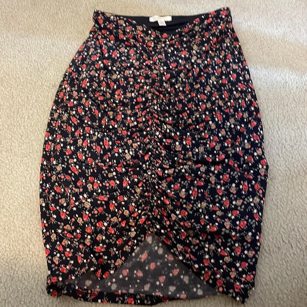 NWOT Black Rose BodyCon Midi Skirt with Front Slit